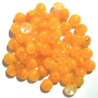 60 6x9mm Crystal & Orange Marble Glass Spacer Beads